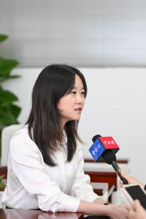 图为药智网执行总裁石玮琳接受采访。记者 何蓬磊 摄 图为药智网执行总裁石玮琳接受采访。记者 何蓬磊 摄