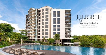 Actual photo of Botanika Nature Residences Tower 1 façade, a move-in ready vertical village with tiered swimming pools and sun bathing deck. Project Location: Laguna Heights Dr., Filinvest City, Alabang