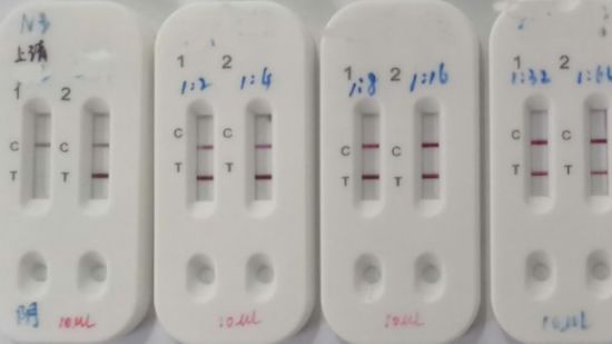 圖為新冠肺炎快速檢測試劑盒。