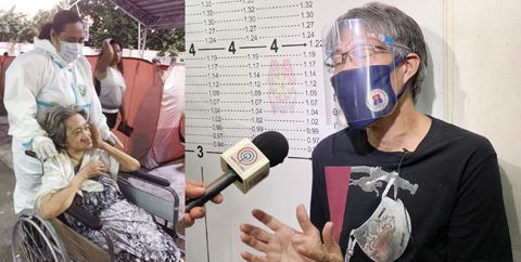 左圖為慘遭自己親外甥遺棄在橋底的陳姓華婦被馬尼拉市政府社會福利部門的人員接走。右圖為華婦的外甥接受記者採訪。