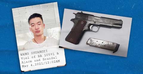 圖為在馬尼拉市馬拉地被捕的中國公民。（馬尼拉警區供圖）