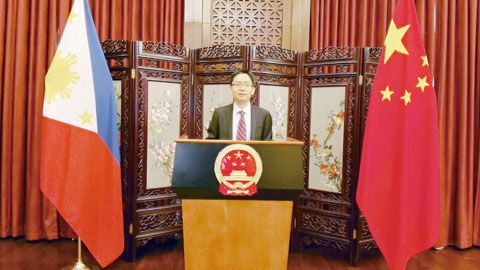 中國駐菲大使館臨時代辦檀勍生出席菲中建交46週年暨第20個「菲中友誼日」線上晚會並致辭。