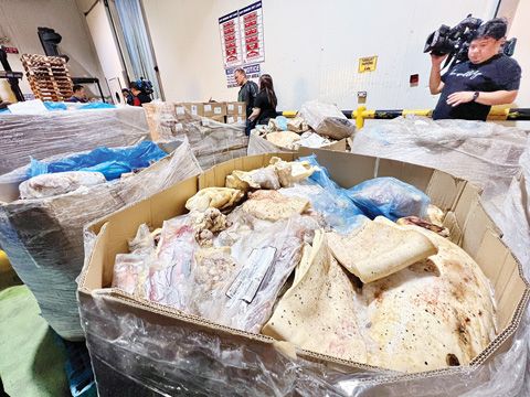 國調局突擊搜查了位於武六干省梅卡瓦延的一家冷凍倉庫,發現該設施正在重新加工、重新包裝和重新標籤過期或變質的豬肉、雞肉和牛肉。