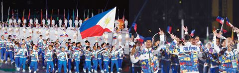 2025年世界運動會週四8月7日在中國成都開幕,菲律濱體育代表團成員在開幕式上入場。
