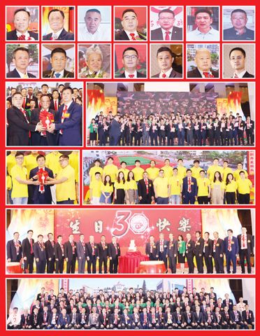 圖片說明:上排小圖(左至右,上至下)蔡繼漢、盧祖蔭、邱文言、林志謙、邱漢清主任、蔡吉生局長、林慶龍校長、楊華鴻、施欣獎、施純程、邱志鵬、邱禮博、王題中、司儀王輝煌。第三排左圖為前理事長邱文言(右)在蔡繼漢(中)的見證下,將印信移交給新任理事長林志謙(左);右圖為新屆理事會職員宣誓就職之影。第四排為青年委員會就職儀式之影。第五排慶祝石獅二中菲律濱校友會成立三十一週年之影。下圖為新屆全體職員與嘉賓們合影留念。