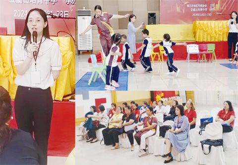 (圖片說明)右圖:吳盈婷;左圖上:幼稚園體育公開課現場,左圖下:講座現場。