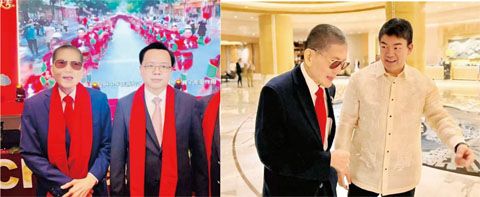 圖左：李榮郇先生抵達新春招待會會場時，受到中國駐菲特命全權大使黃溪連閣下的熱烈歡迎。