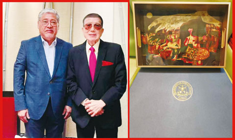 圖左為：菲律濱外交部長萬那洛與李榮郇先生合影。