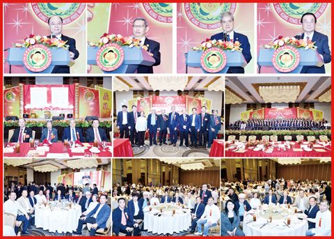 小圖左起大會主席吳啟發致歡迎詞、該會名譽主席施梓雲擔任大會主講人、本會副理事長許學禹擔任主講嘉賓、洪總理事長潘振興致詞。