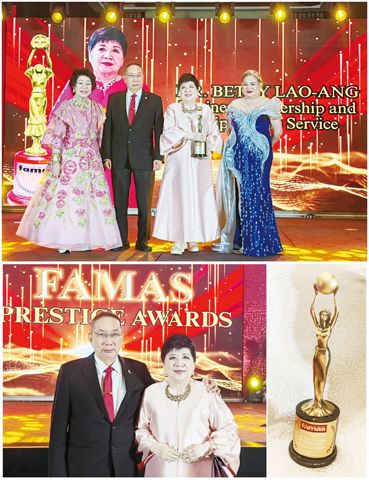 圖爲劉惠璇博士在其夫婿蔡聰妙大使陪同下，由FAMAS主席兼董事會主席Francia