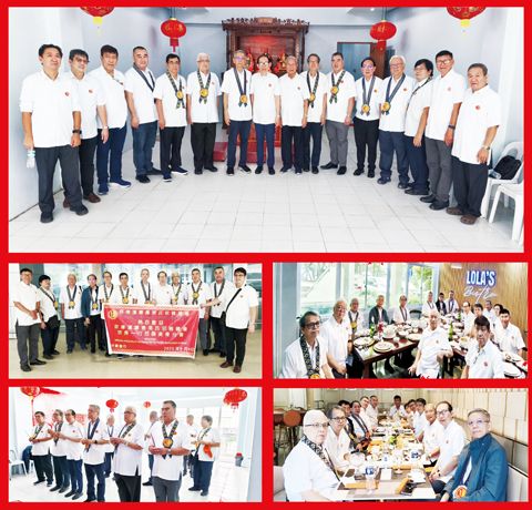 圖片說明：第一排：在祖公殿前總會與米骨分會諸領導合影。第二排左(1)