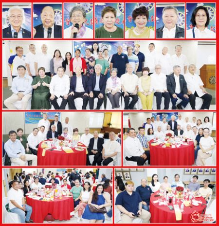 圖片說明：上排小圖左至右依次為黃書瑋、莊金耀、洪玉華、姚麗英、施玉娥、楊良田和蔡艷霞。第二排為工商總會領導與本報同仁的合影。第三排為黃書瑋及工商總會的領導與貴賓們的合影。下排為與會的本報同仁。（本報記者Celia