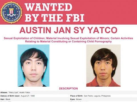 圖為被美國聯邦調查局通緝的菲律濱華裔變態色魔。