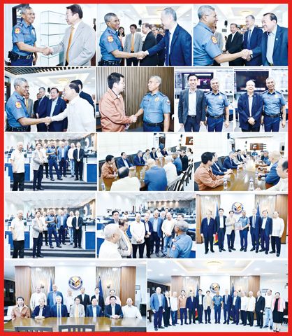 小圖左起本會理事長林榮輝、執行副理事長黃奇昭、副理事長施偉廉、吳啟發和董事兼外交主任洪逢駿律師分別與Torre總監握手致意；本會副理事長蔡榮衛和呂安盾會見期間也分別與Torre總監合影。