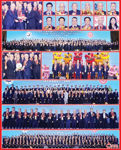 圖片說明:左上圖為王良培(中)見證姚金鎮(右)和王松齡(左)的交接儀式。右上兩排小圖左至右,上至下依次為王悅、王良培、陳阻昌、姚金鎮、王松齡、詹廷誠、張健龍,林榮輝、施志伴、陳興藝、司儀洪源集秘書長和司儀青委陳瑛琪。第三排大圖為全體新屆職員的宣誓就職儀式。第四排左圖為致謝王良培的儀式;右圖為王悅與晉總領導在醒獅前的合影。第五排為晉總領導與青年委員會的職員合影。第六排為祝酒環節。下排為全體新屆職員與嘉賓的合影。(本報記者Celia
