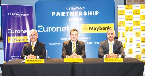 馬來亞銀行菲律濱分行與Euronet高層於簽署儀式上正式確立戰略合作夥伴關係:馬來亞銀行菲律濱分行署理總裁兼行政總裁Patrick