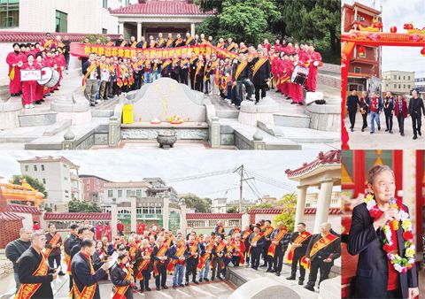 圖一為本會全體成員與湖厝宗親在瑤林二世祖墓前合影。圖二為本會成員在二世祖墓前舉行拜祭儀式。圖三為本會懇親團受到湖厝宗親的歡迎之影。圖四為許文忠團長在湖厝許氏宗祠致詞之影。