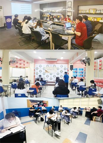 　　(圖片說明)上圖：考務會議，中圖：HSK一級考場，下圖：HSK五級考場。